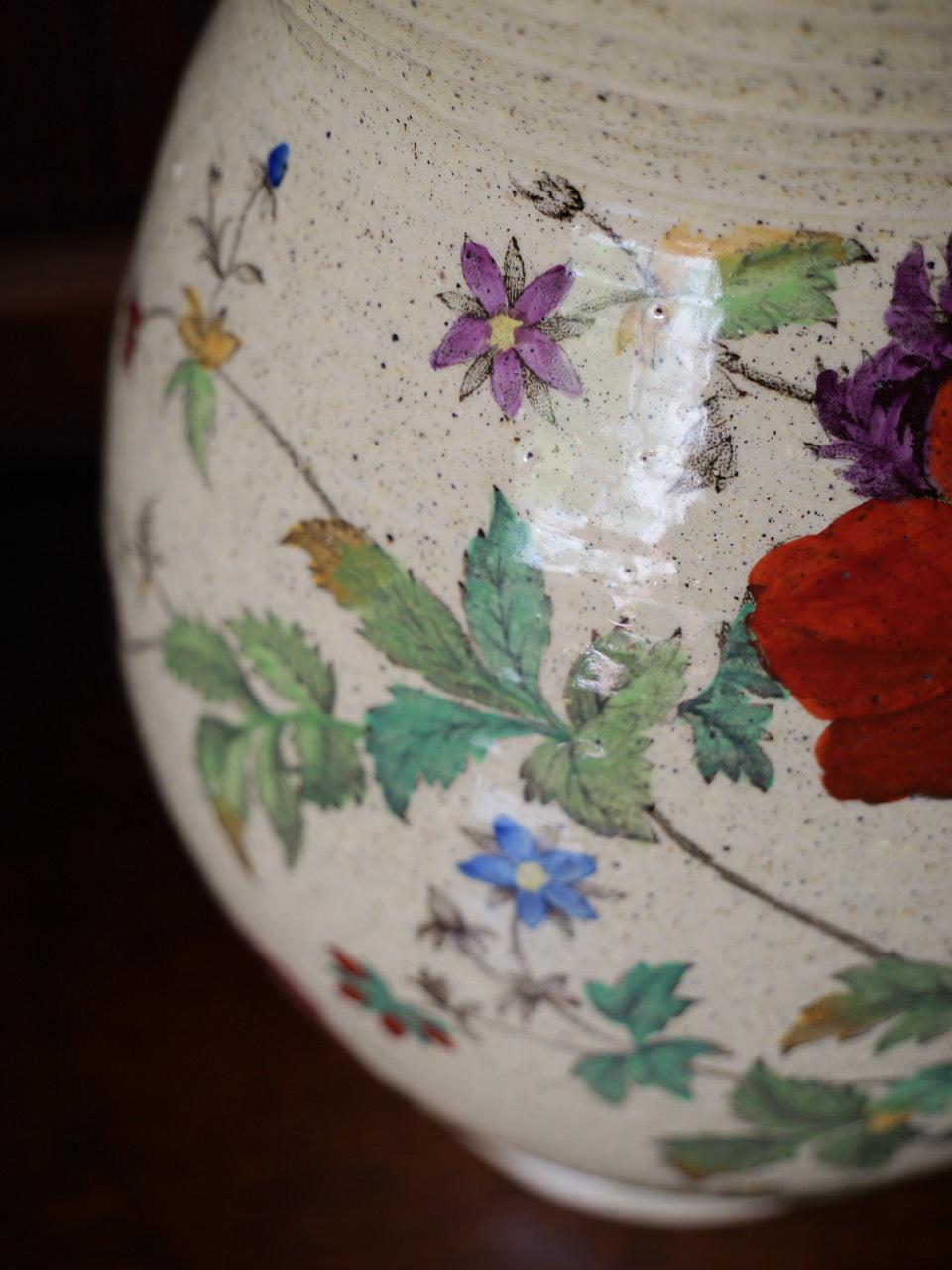 Antique Hand-painted Floral Vase