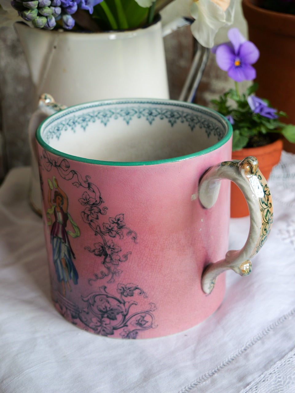 19th Century Double Handled Dancing Girl Mug