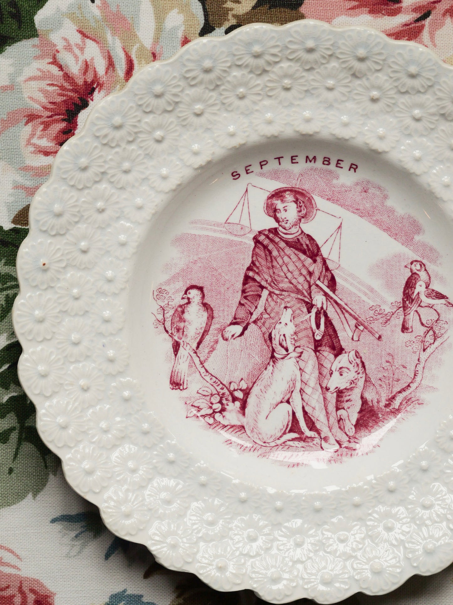 Victorian Creamware Plate - ‘September’