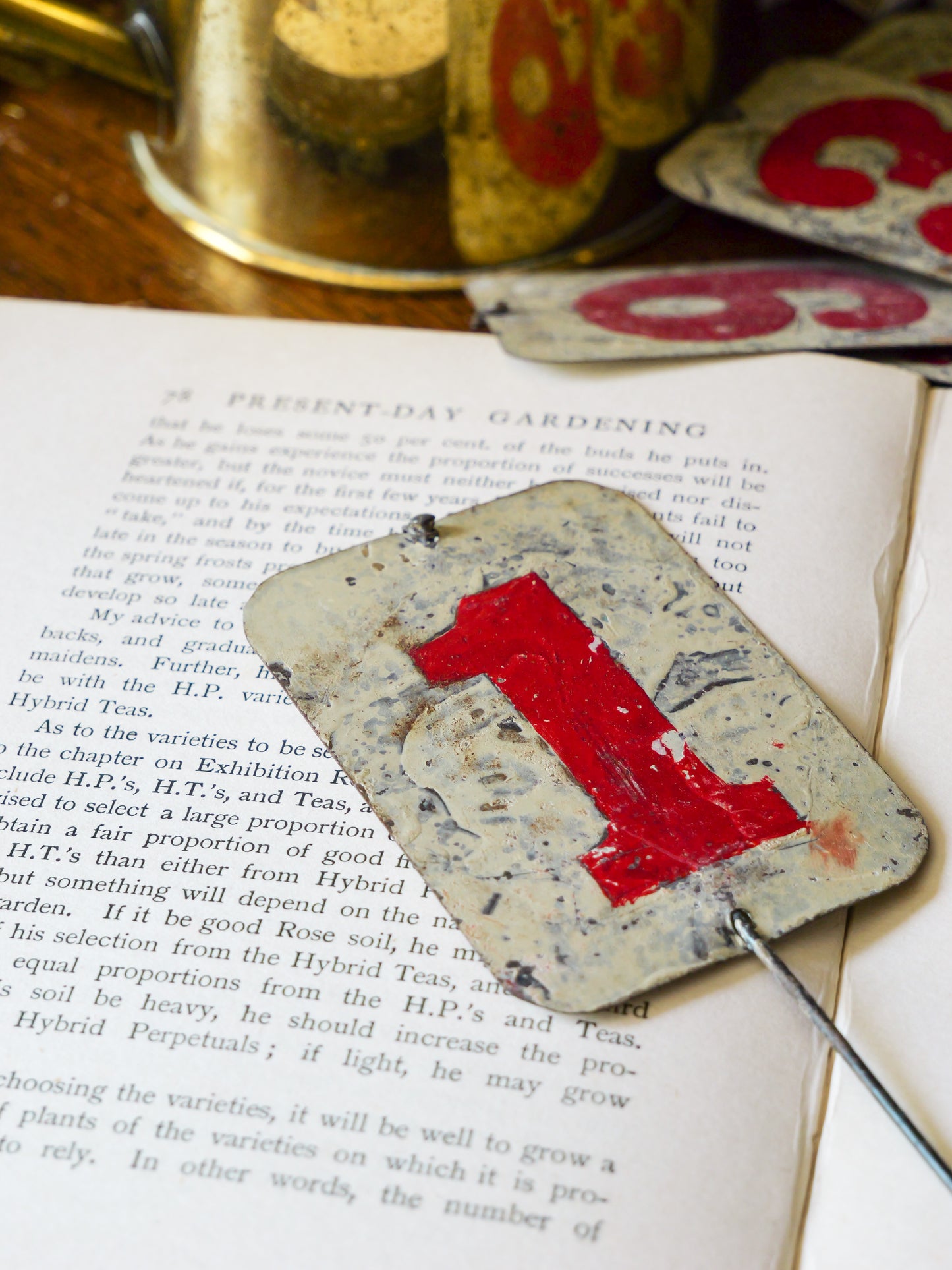 Vintage Hand-painted Tin Toleware Number Markers