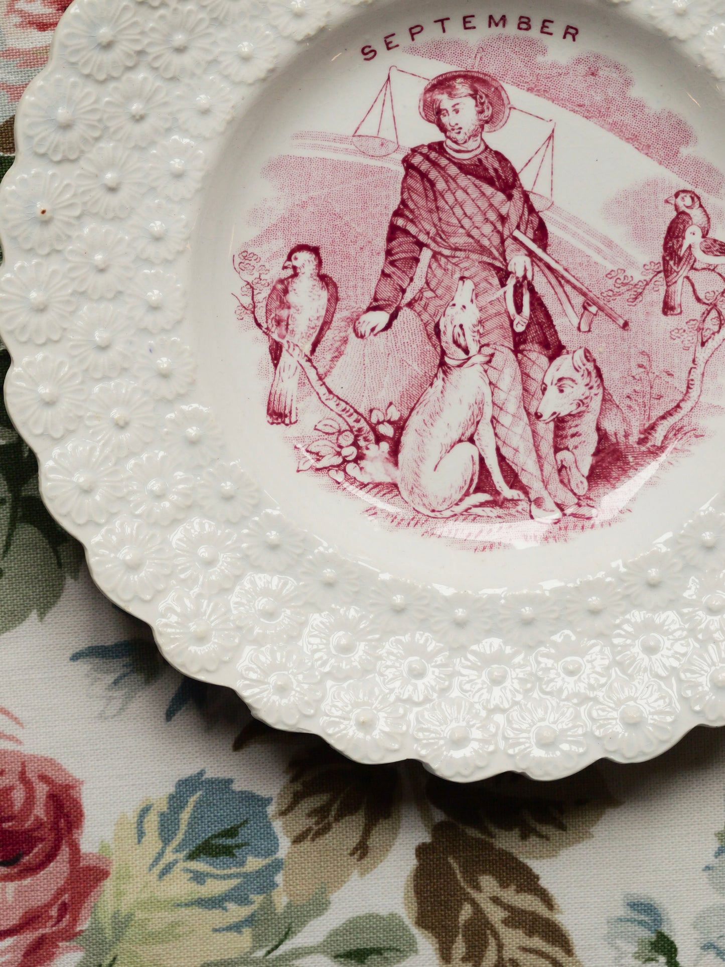 Victorian Creamware Plate - ‘September’