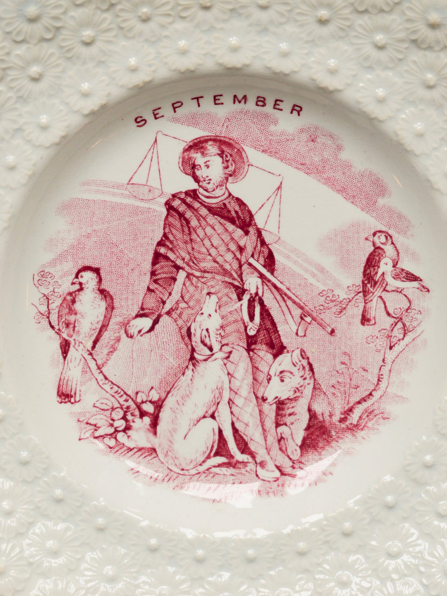 Victorian Creamware Plate - ‘September’