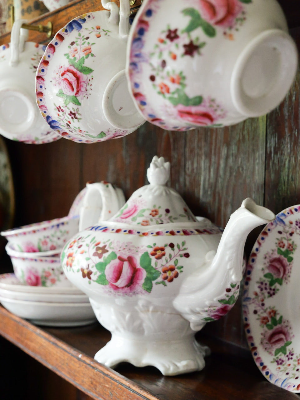 Georgian Hand-painted Floral Tea Set