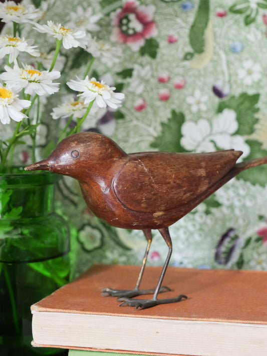 Vintage Hand Carved Wooden Warbler