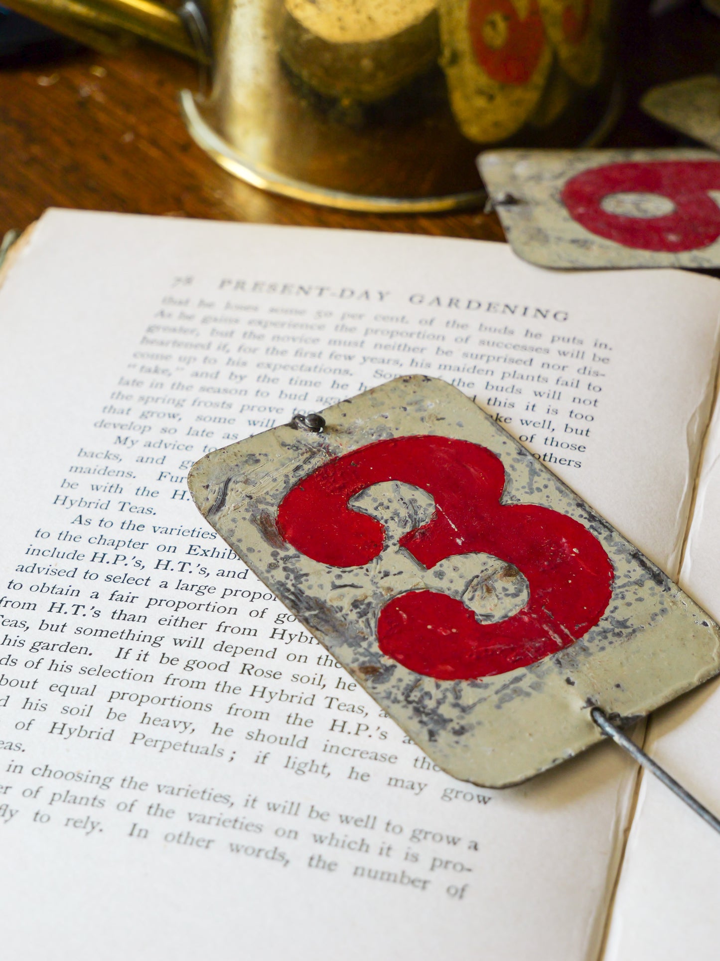 Vintage Hand-painted Tin Toleware Number Markers