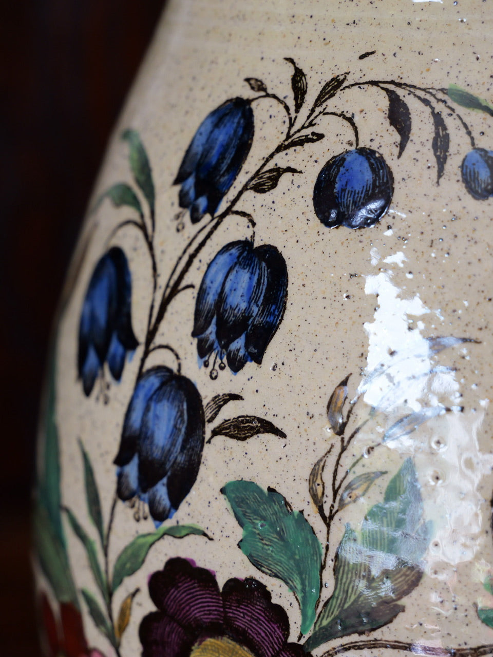 Antique Hand-painted Floral Vase