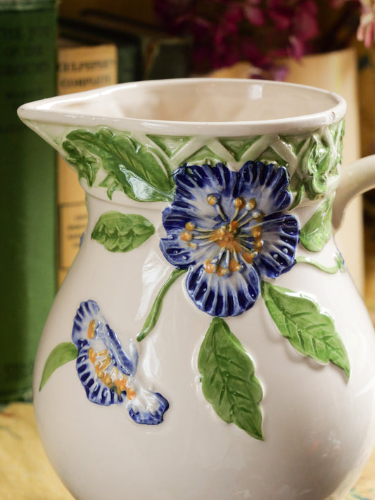 Vintage Portugese Pottery Floral Jug