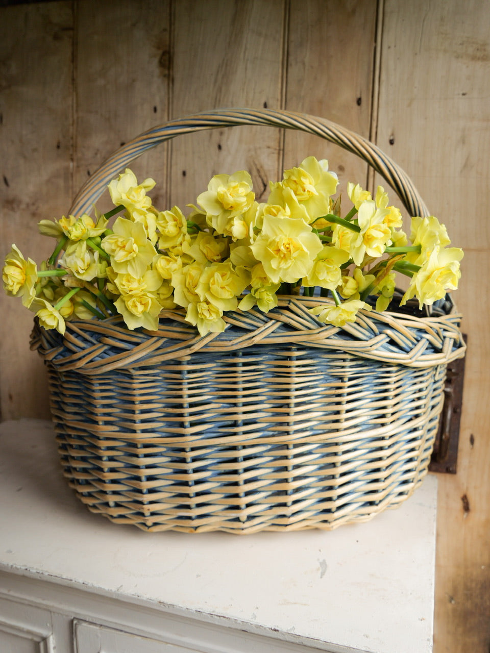 Vintage Blue Painted Basket