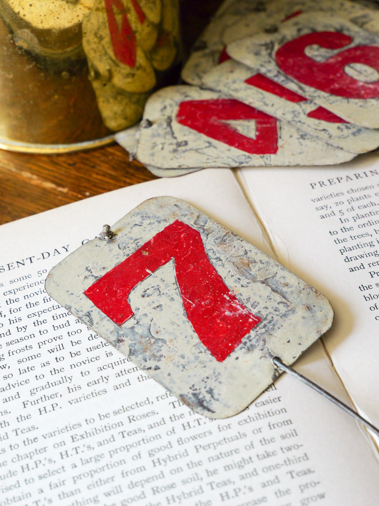 Vintage Hand-painted Tin Toleware Number Markers