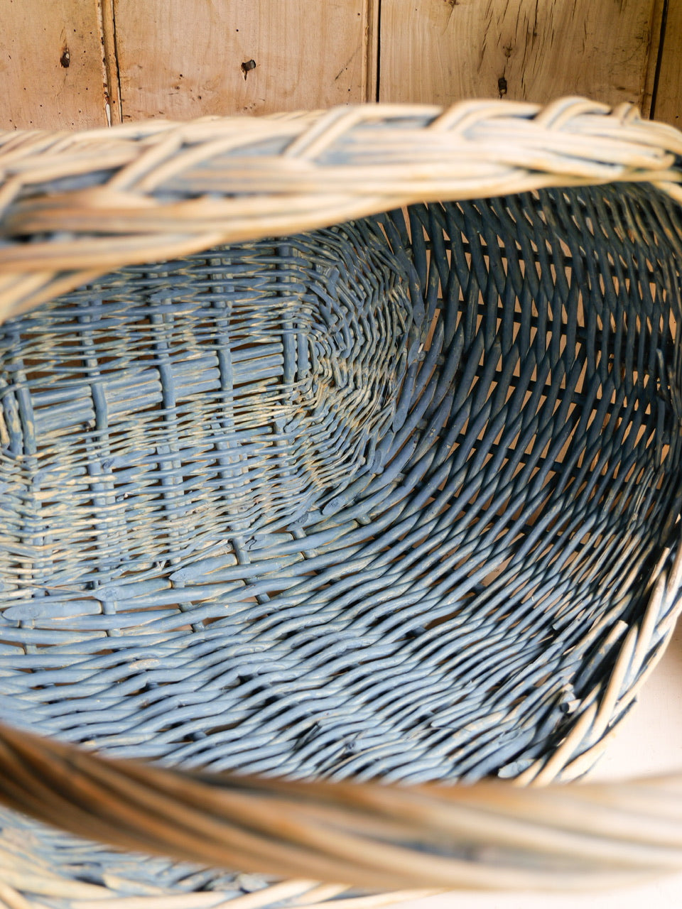 Vintage Blue Painted Basket