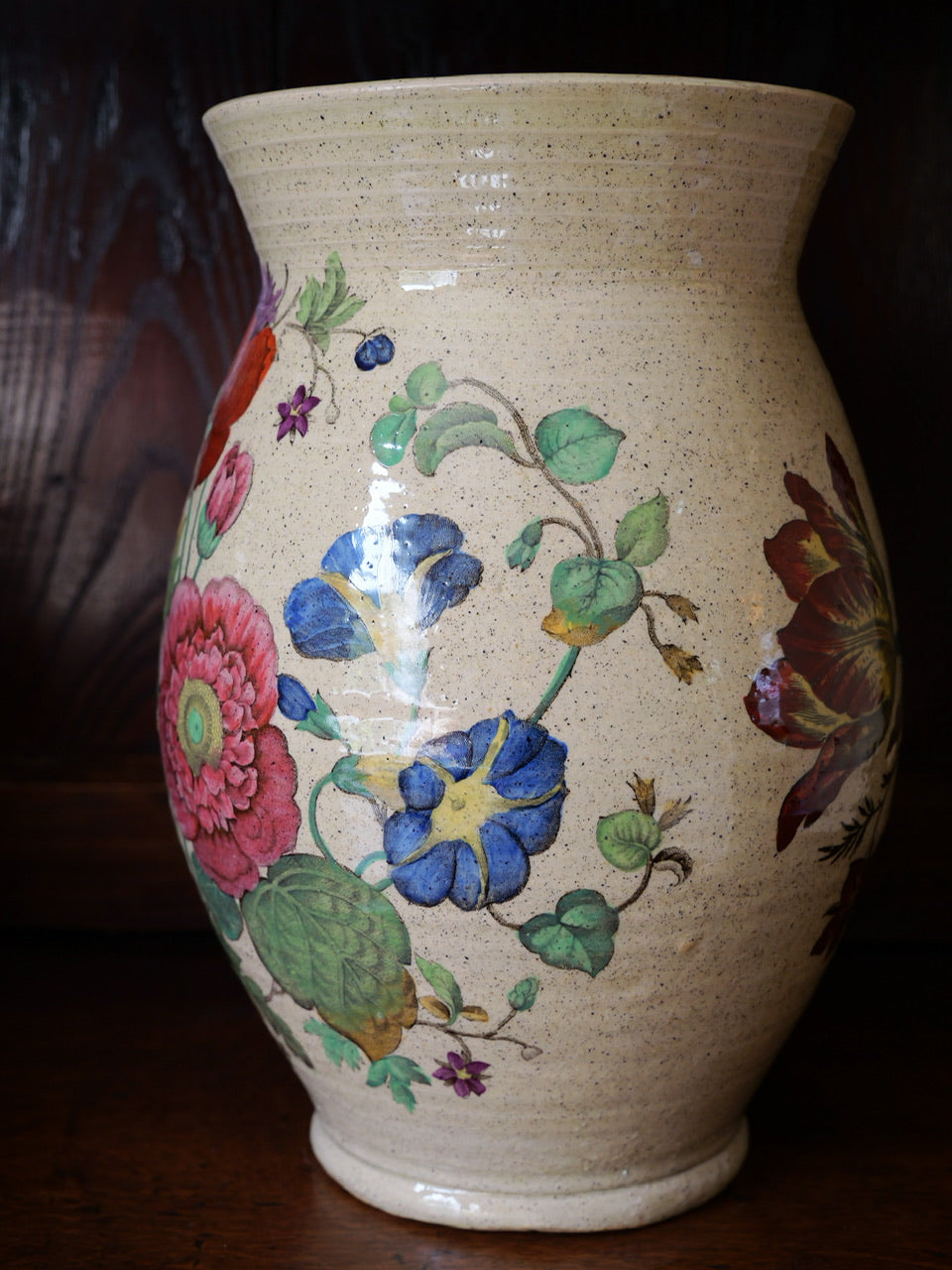 Antique Hand-painted Floral Vase