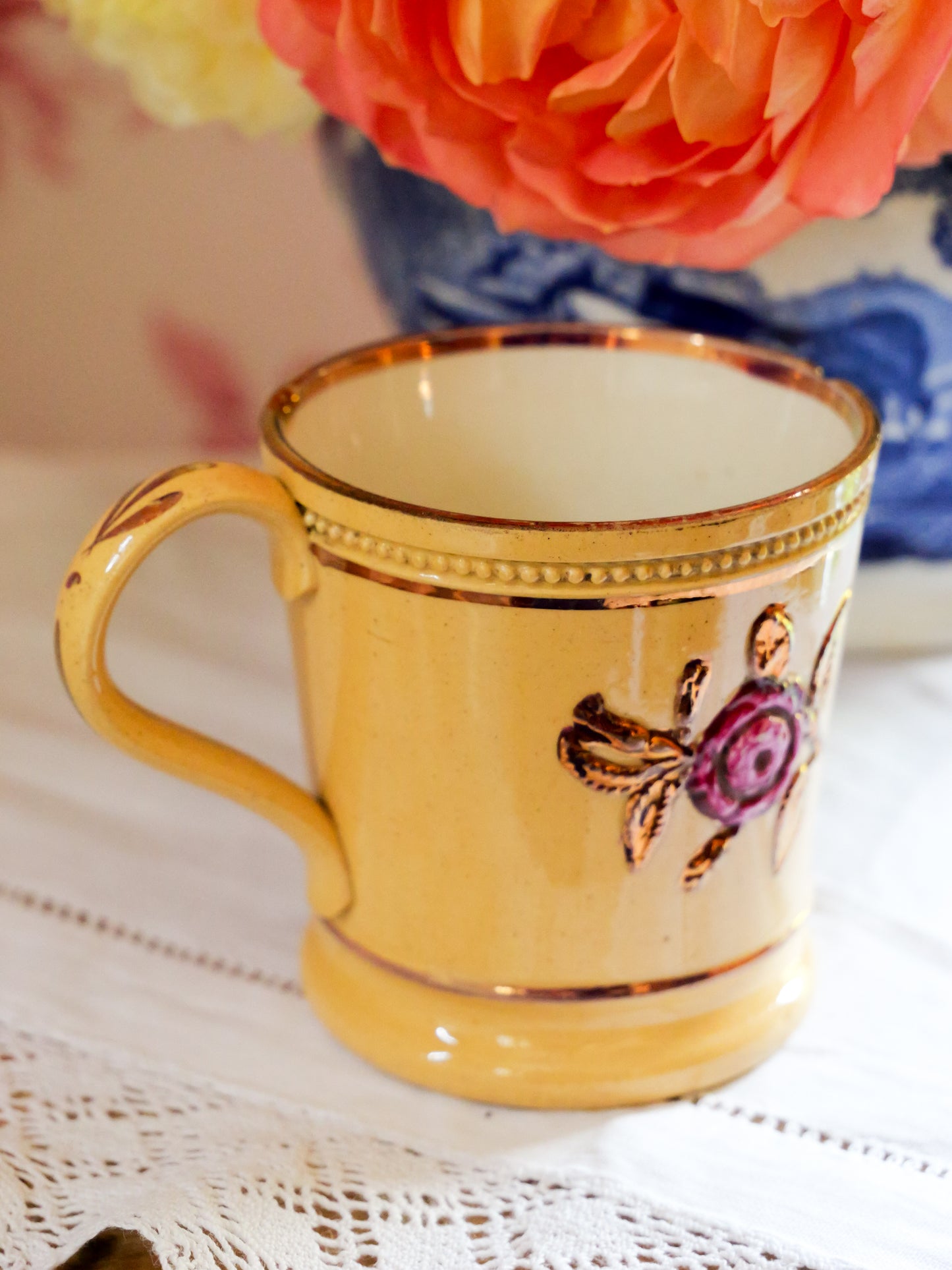 Miniature Antique Yellow Ware Lustre Mug