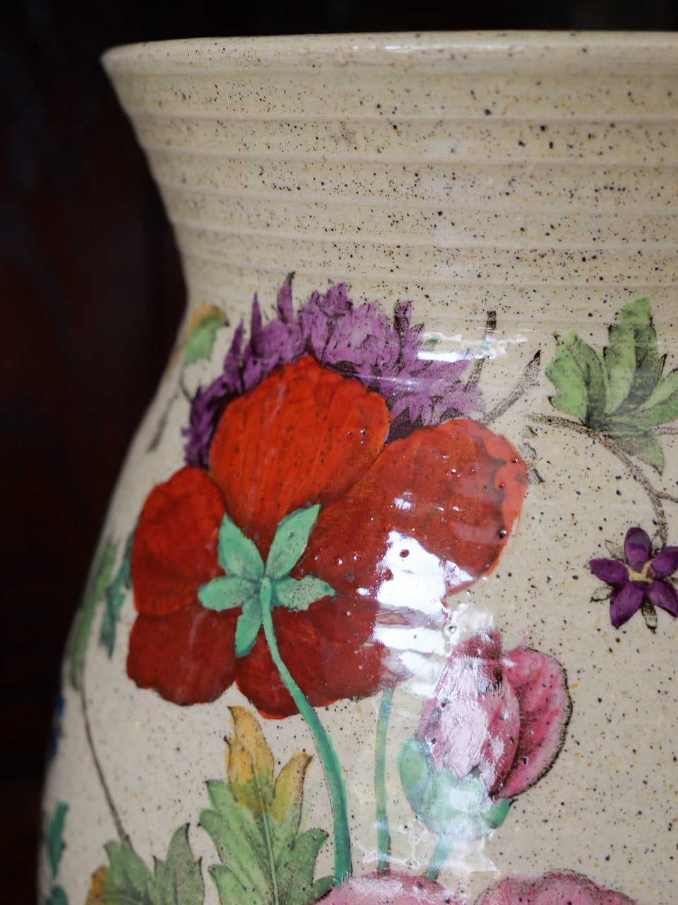 Antique Hand-painted Floral Vase