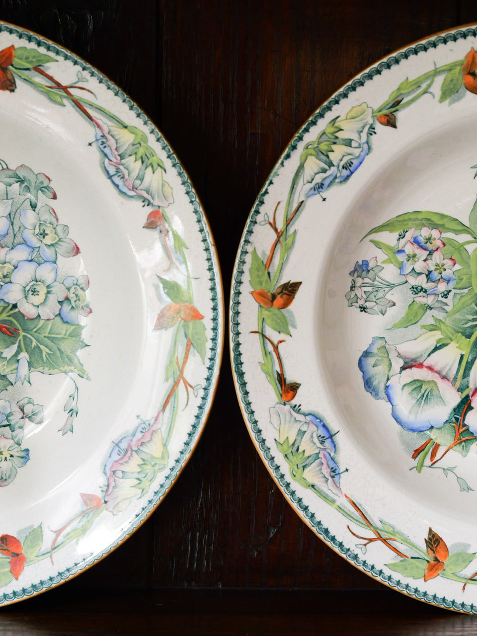 Antique Transferware ‘Summer Flowers’ Bowls (Pair)