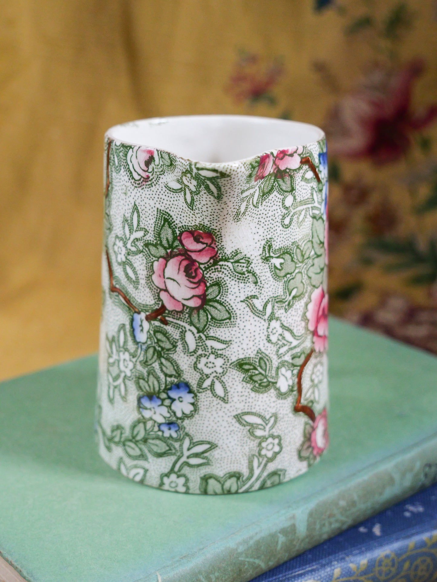 Antique Floral Rose Transferware Jug