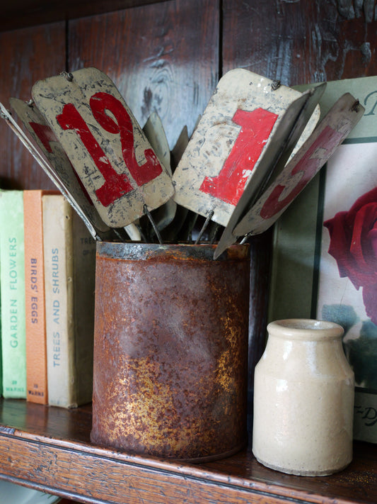 Vintage Hand-painted Tin Toleware Number Markers