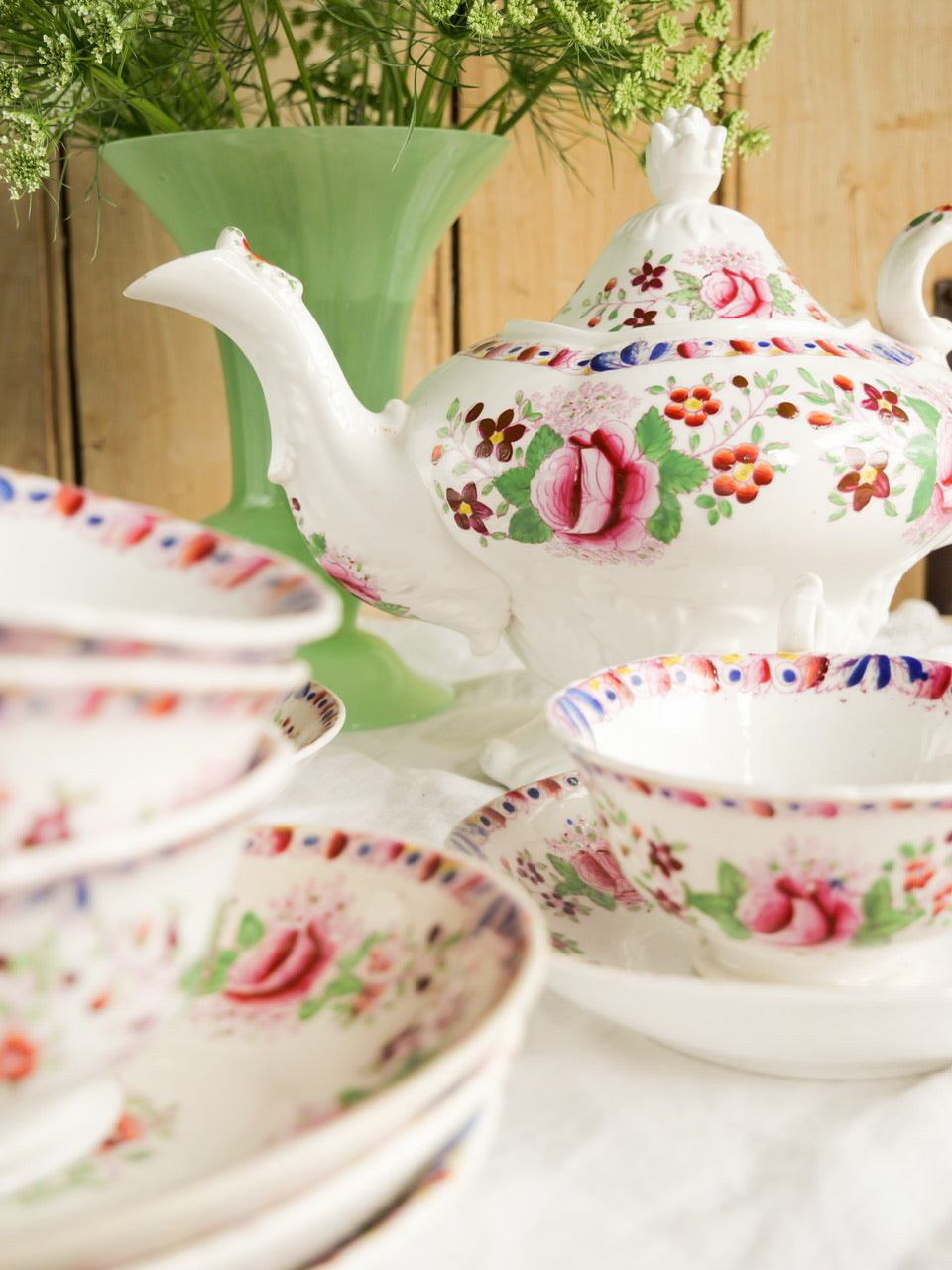 Georgian Hand-painted Floral Tea Set