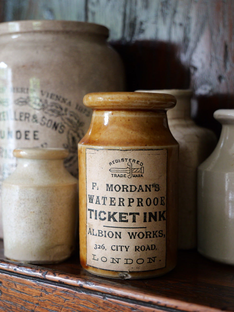 Victorian Stoneware Ticket Ink Pot