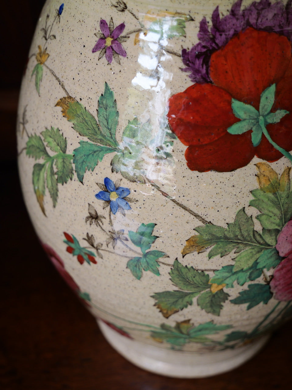 Antique Hand-painted Floral Vase