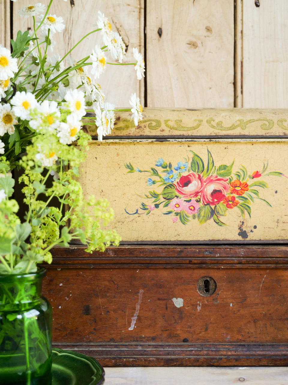 Vintage Rustic Floral Tin