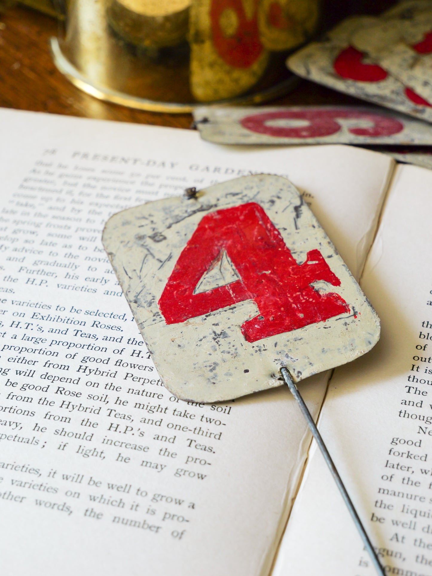 Vintage Hand-painted Tin Toleware Number Markers