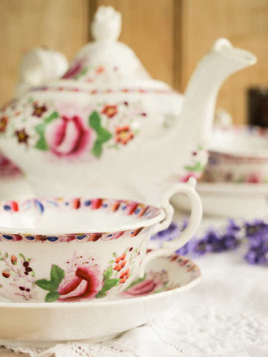 Georgian Hand-painted Floral Tea Set