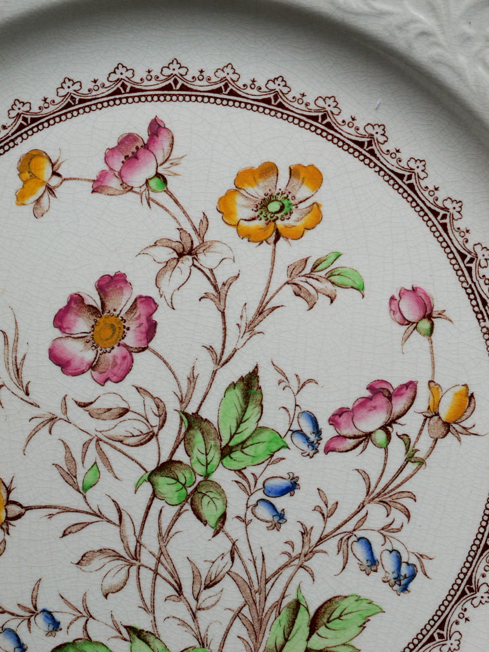 Antique ‘Wild Rose’ Large Serving Plate