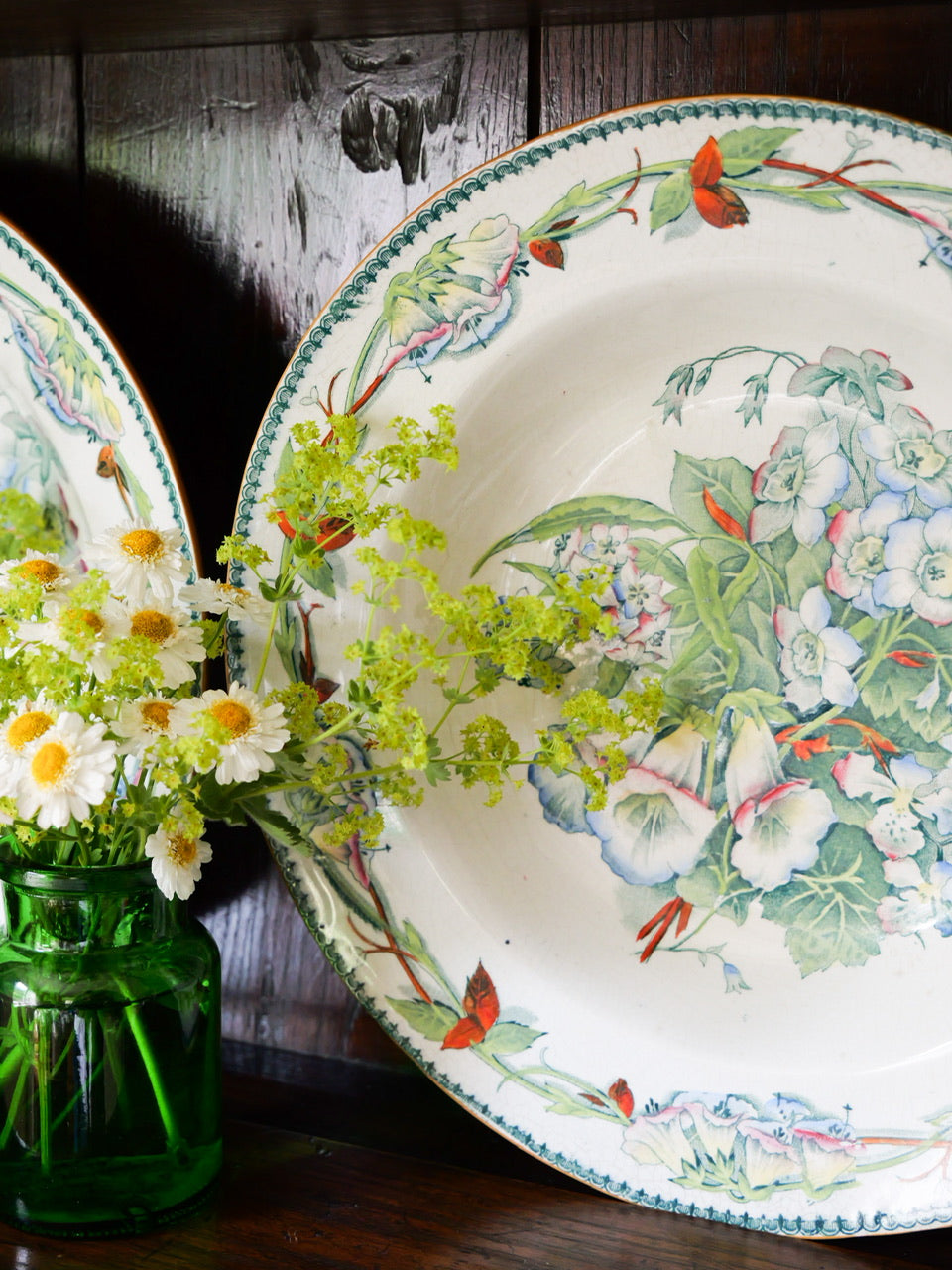 Antique Transferware ‘Summer Flowers’ Bowls (Pair)