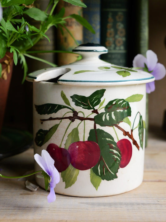 Antique Hand Painted Cherry Jam Pot