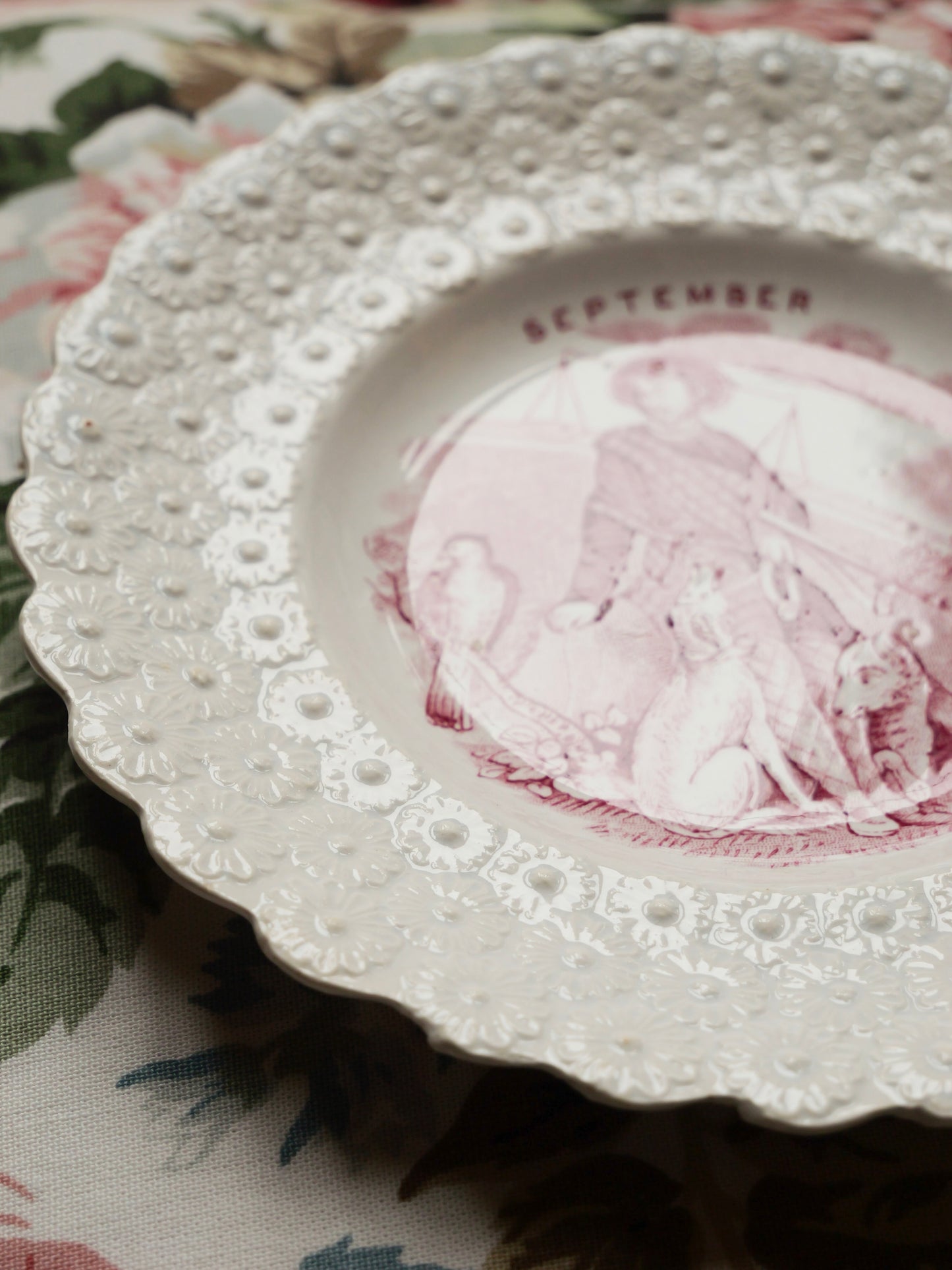 Victorian Creamware Plate - ‘September’