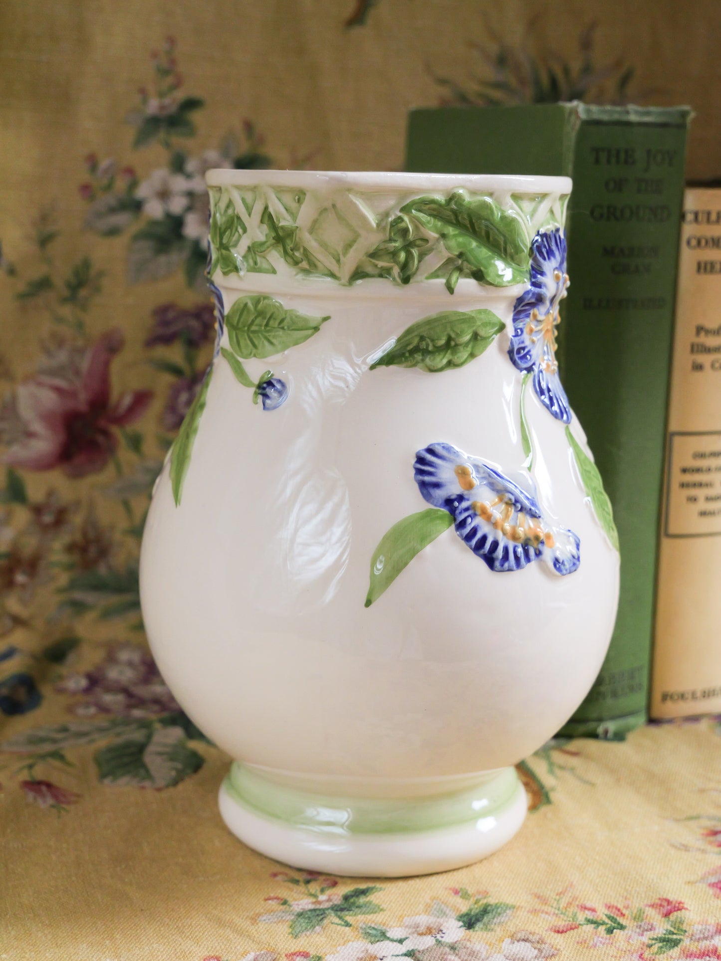 Vintage Portugese Pottery Floral Jug