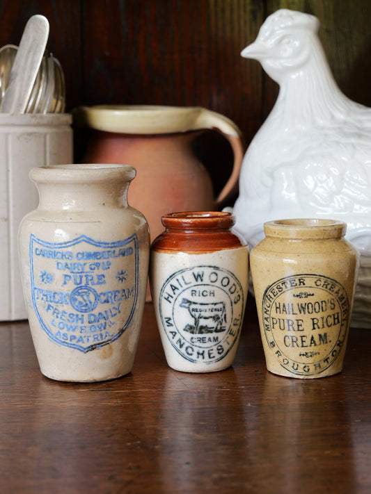 Antique Dairy Pots - Set of 3