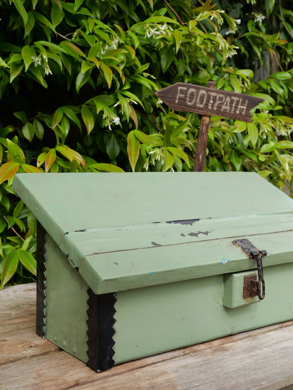 Vintage Wooden Painted Letterbox