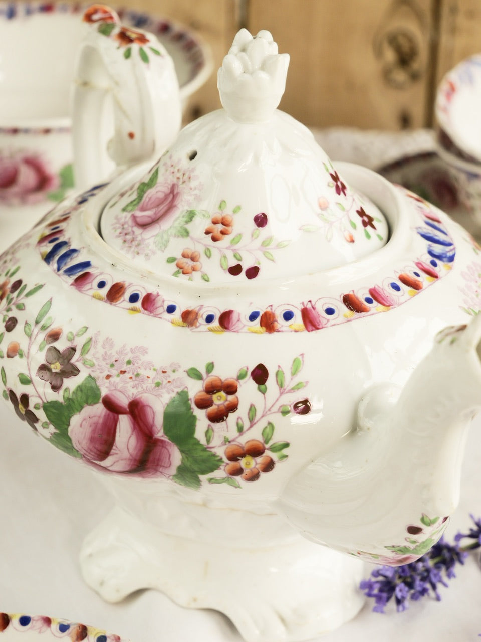 Georgian Hand-painted Floral Tea Set