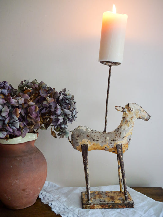 Vintage Metal Deer Candle Holder