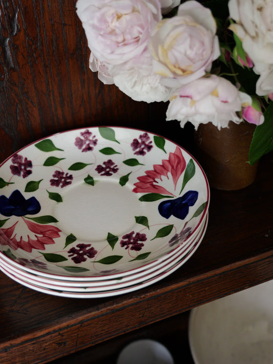 Set of four small vintage spongeware plates/saucers