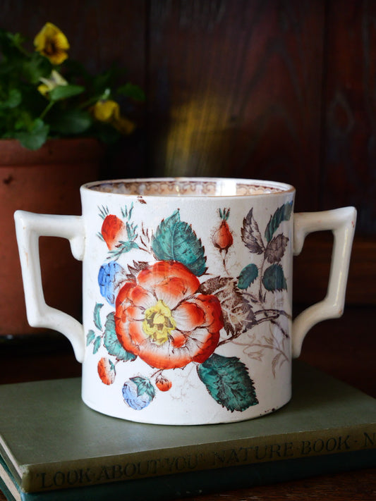 Antique Floral Transfer Loving Cup