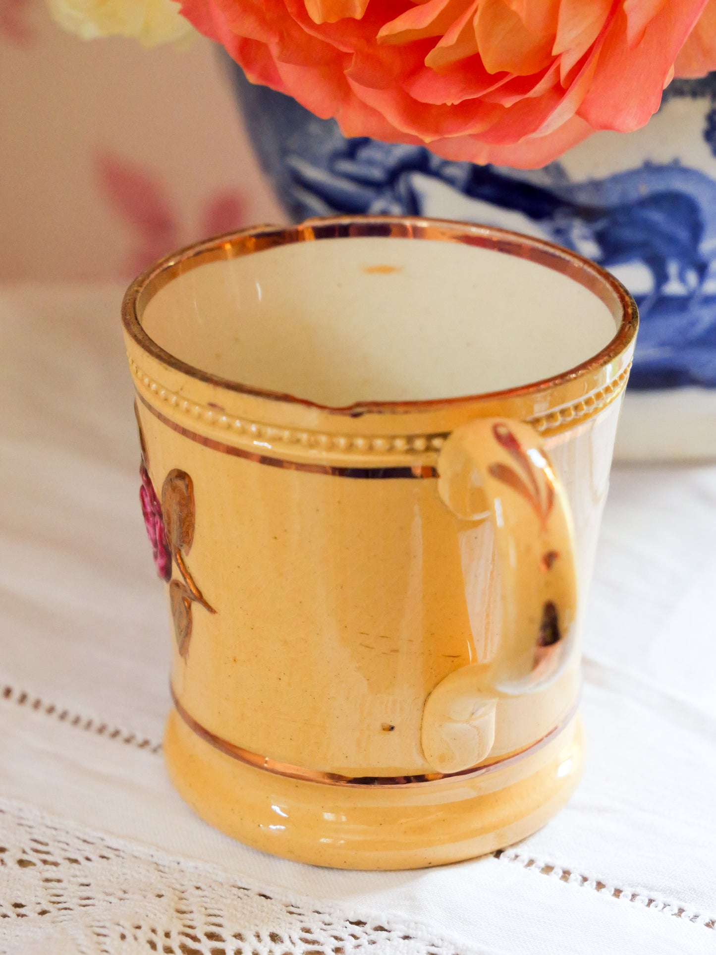 Miniature Antique Yellow Ware Lustre Mug